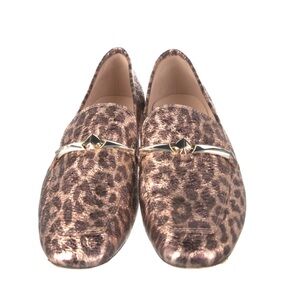 Kate Spade Leopard Print Loafers with Gold Accent